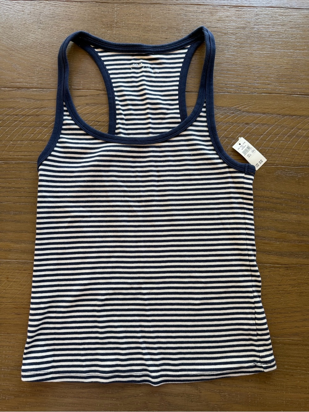 aerie Navy & White Striped Ribbed Tank